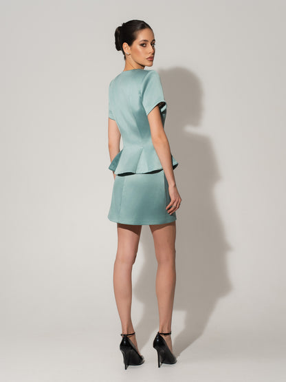 Satin Mini Skirt - Green