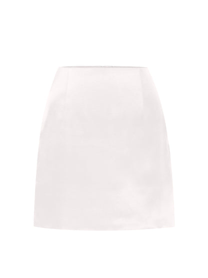 Satin Mini Skirt - Pearl White