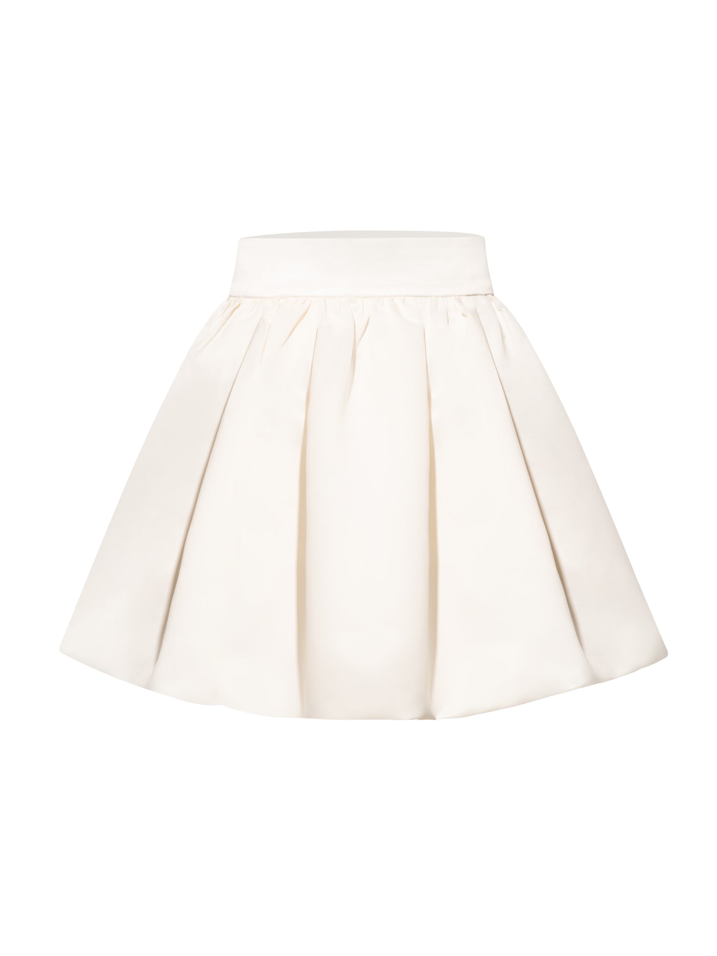 Satin Balloon Mini Skirt - Pearl White
