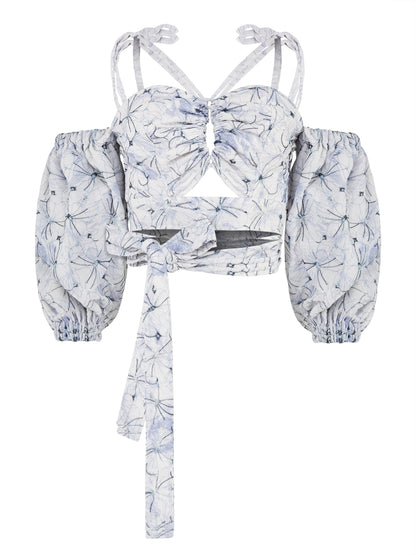 Self-Tie Crop Top in Georgette