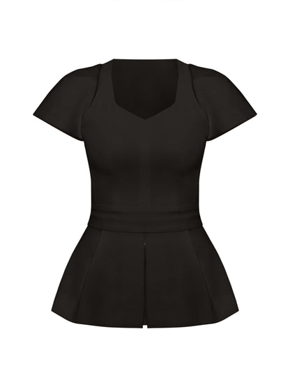 Short-Sleeved Fitted Top by Tia Dorraine Women's Luxury Fashion Designer Clothing Brand