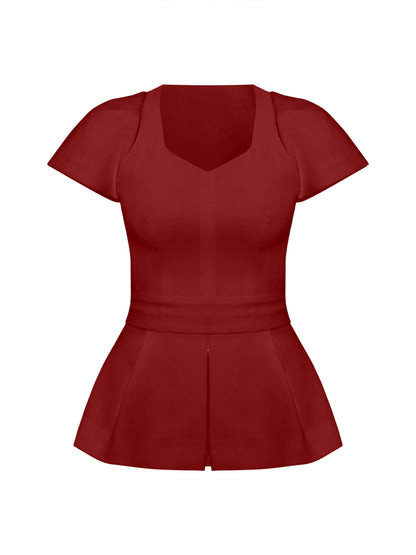 Short-Sleeved Fitted Top by Tia Dorraine Women's Luxury Fashion Designer Clothing Brand