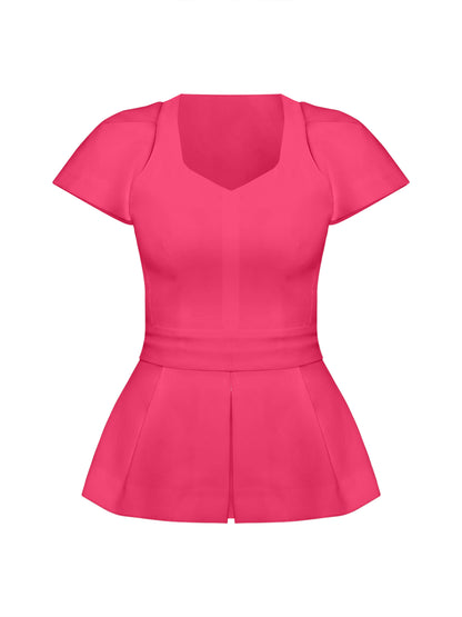 Short-Sleeved Fitted Top by Tia Dorraine Women's Luxury Fashion Designer Clothing Brand