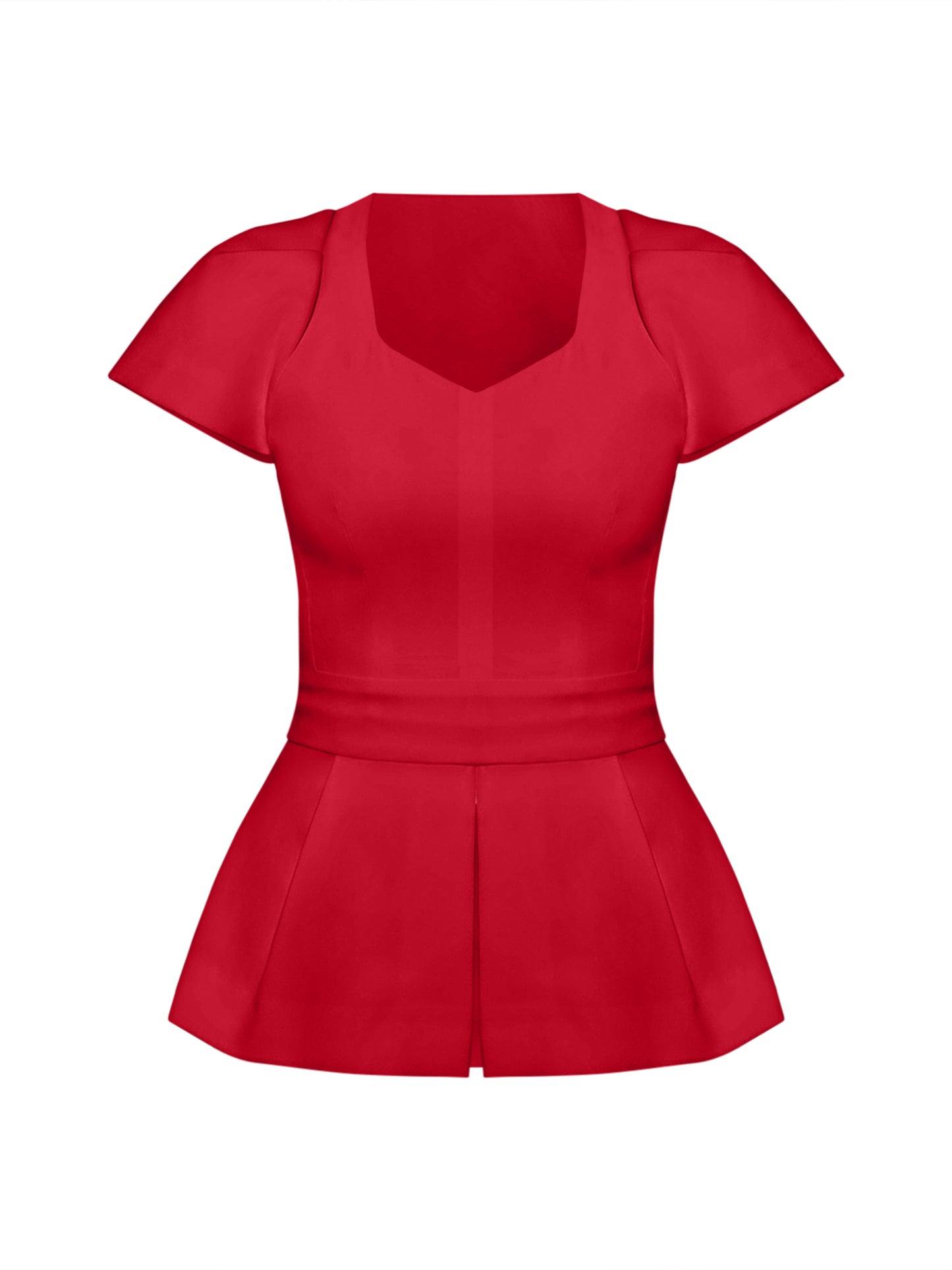 Short-Sleeved Fitted Top - Fierce Red