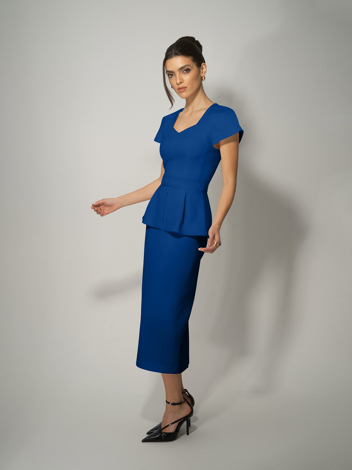 Short-Sleeved Fitted Top & Skirt Set by Tia Dorraine Women's Luxury Fashion Designer Clothing Brand