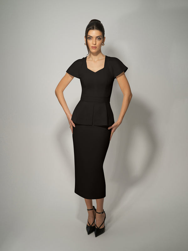 Tia Dorraine Short-sleeved Fitted Top & Skirt Set