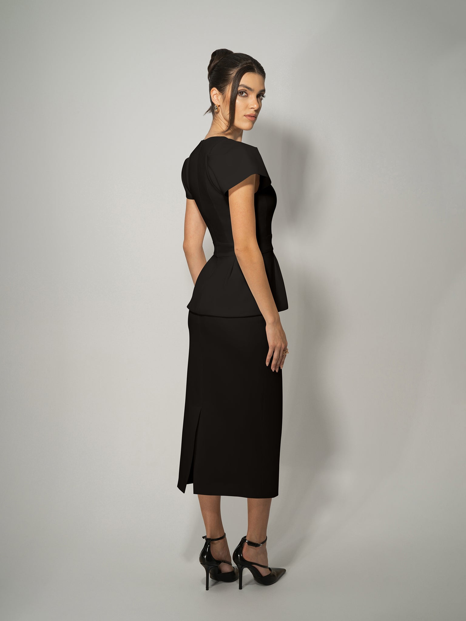 Short-Sleeved Fitted Top & Skirt Set by Tia Dorraine Women's Luxury Fashion Designer Clothing Brand