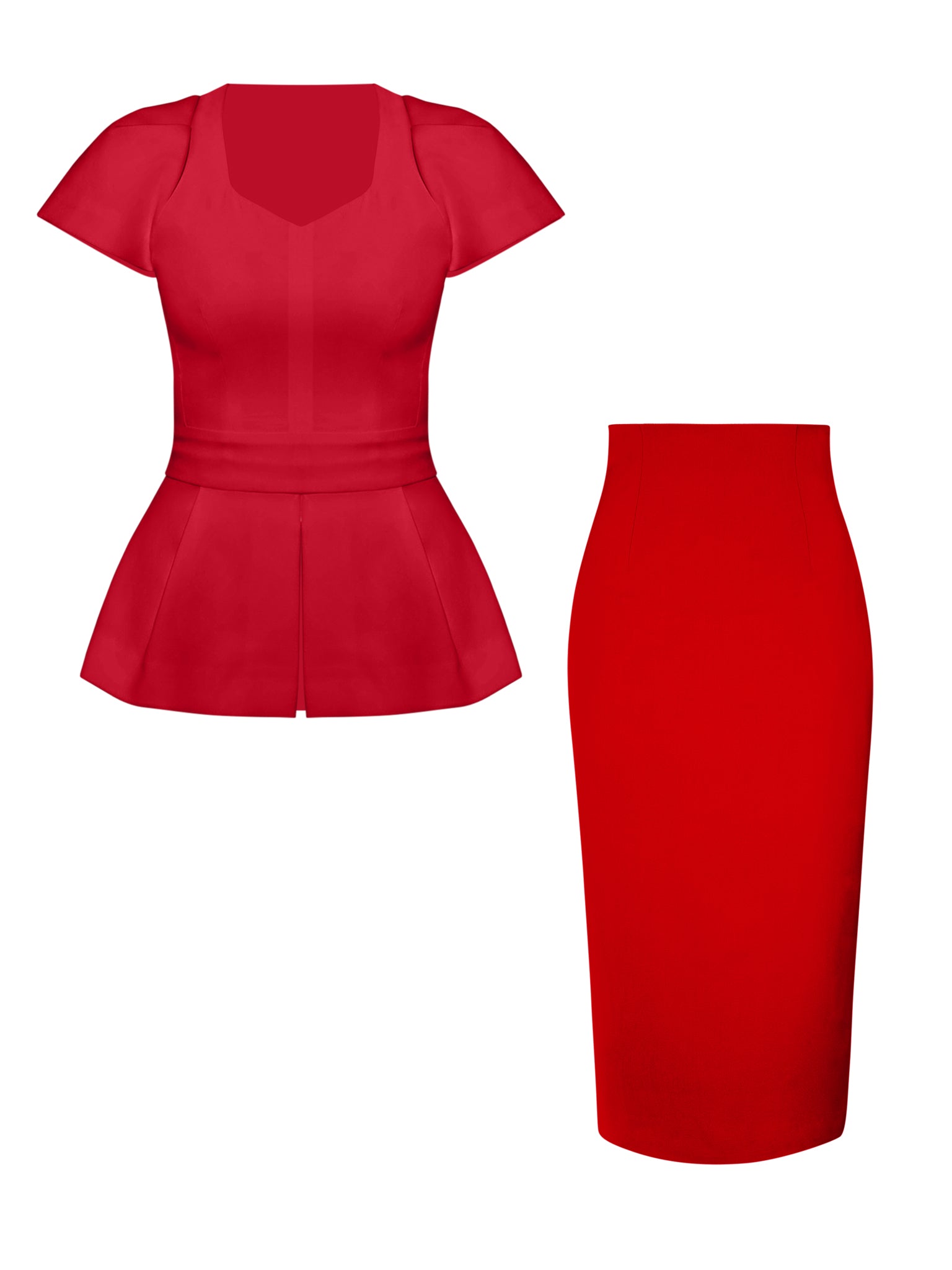 Short-Sleeved Fitted Top & Skirt Set by Tia Dorraine Women's Luxury Fashion Designer Clothing Brand