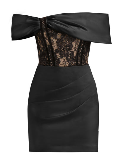 Signature of the Sun Mini Dress with Lace Corset - Black Signature of the Sun Mini Dress with Lace Corset - Black