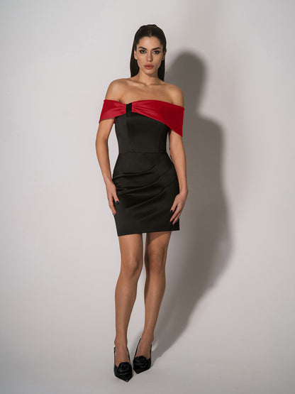 Signature of the Sun Mini Dress - Black & Red