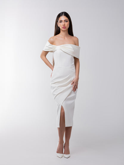 Signature of the Sun Midi Dress - Pearl White