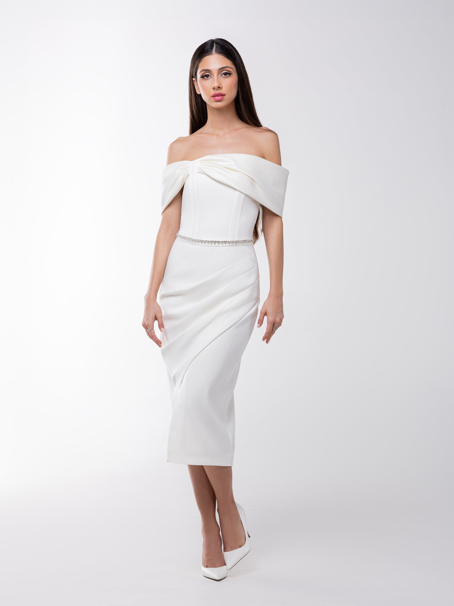 Signature of the Sun Midi Dress - Pearl White