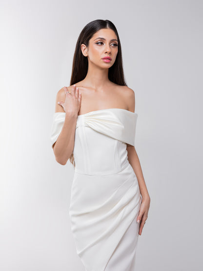 Signature of the Sun Midi Dress - Pearl White