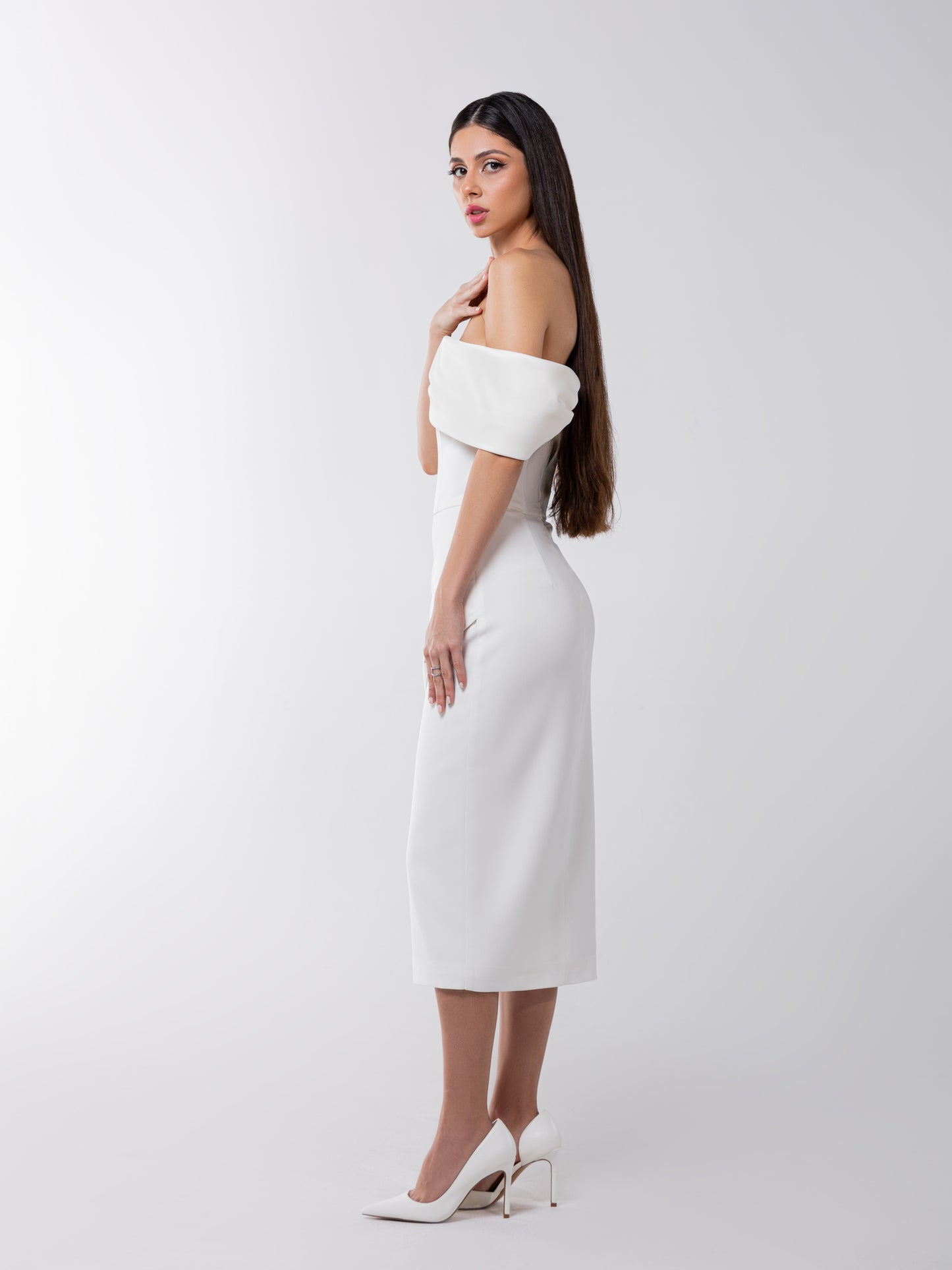 Signature of the Sun Midi Dress - Pearl White