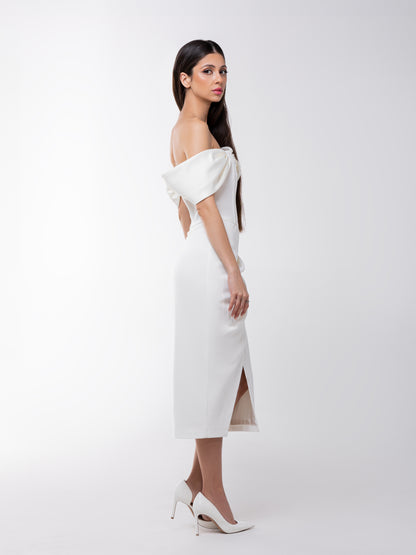 Signature of the Sun Midi Dress - Pearl White