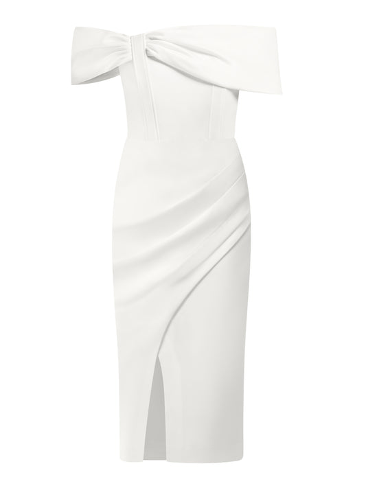 Signature of the Sun Midi Dress - Pearl White