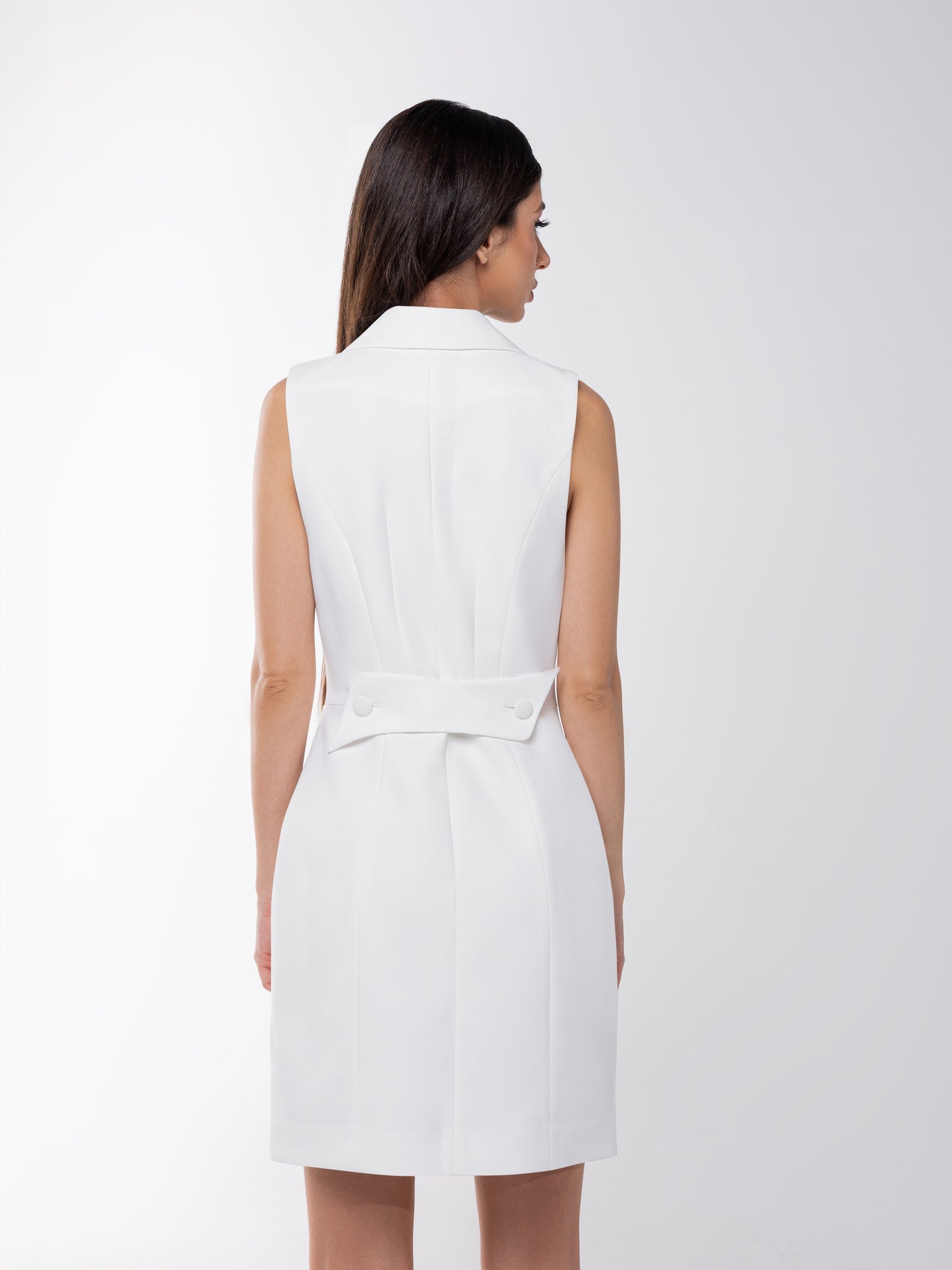 Significant Other Sleeveless Blazer Mini Dress - Pearl White