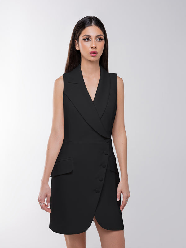 Significant Other Sleeveless Blazer Mini Dress - Black