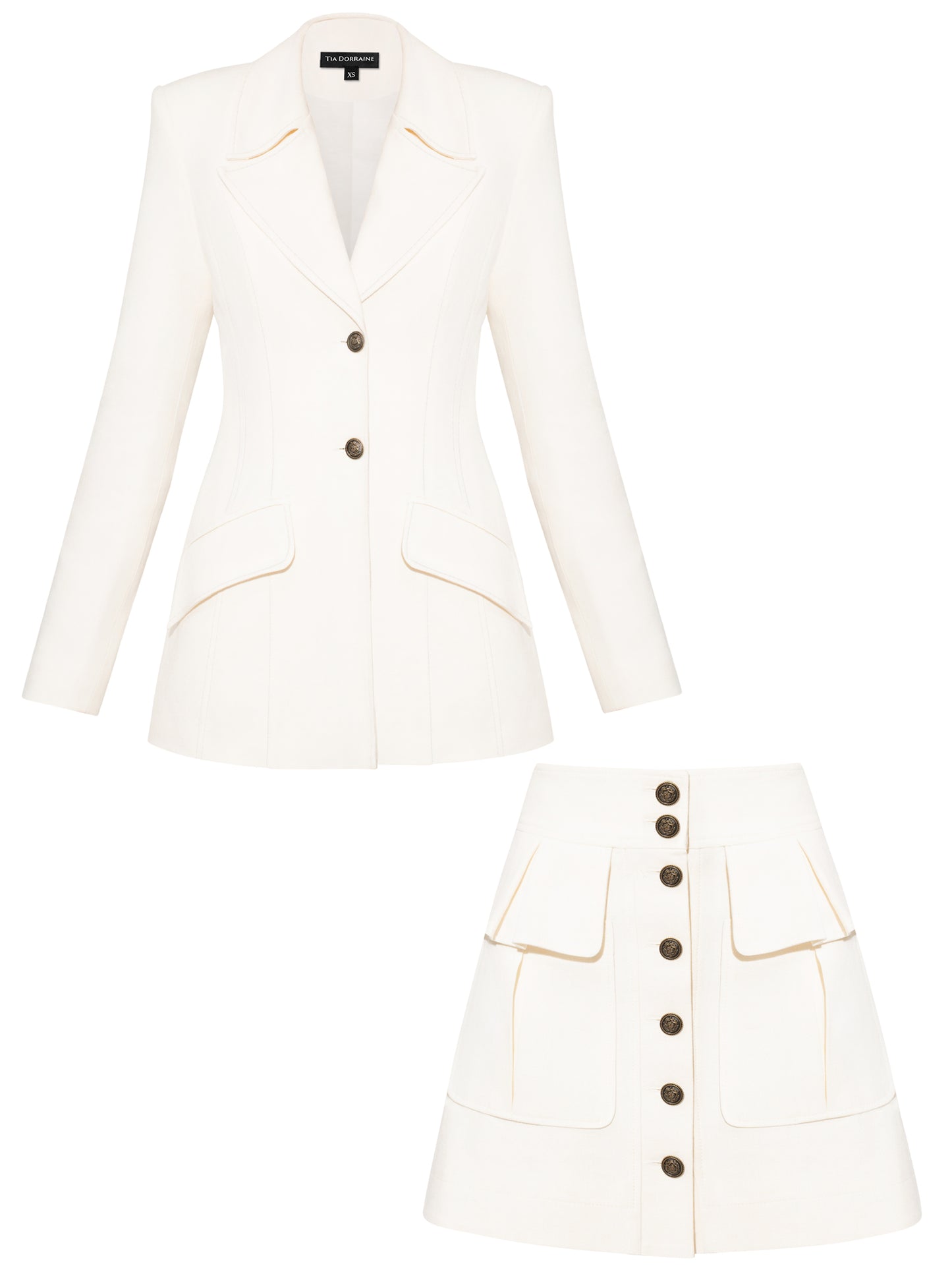 Single-Breasted Blazer & Cargo Mini Skirt Linen Set
