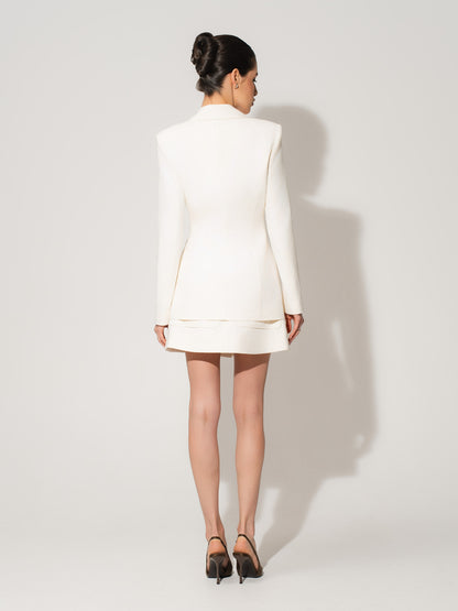 Single-Breasted Blazer & Cargo Mini Skirt Linen Set