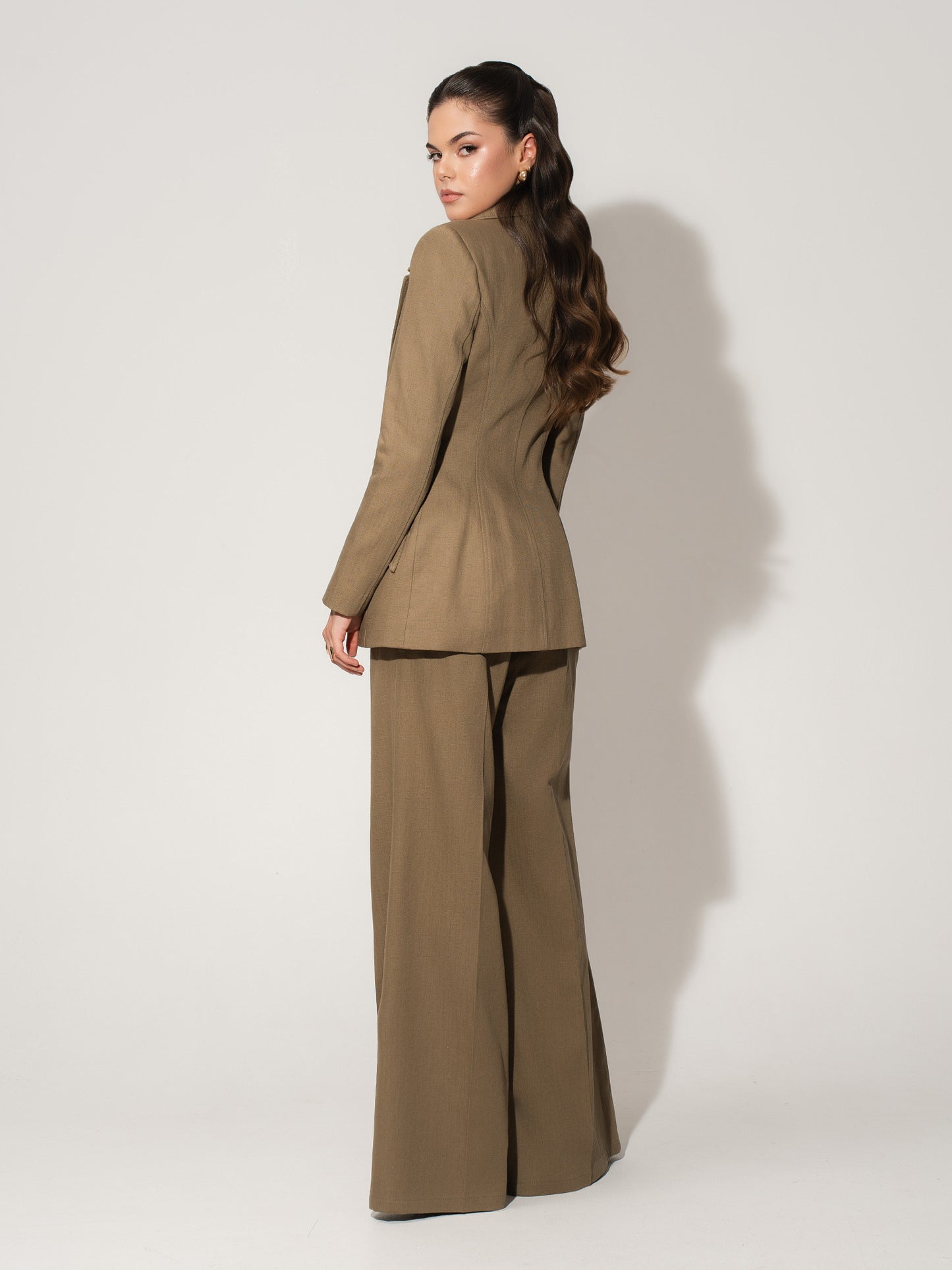 Single-Breasted Blazer & Trousers Linen Set - Green