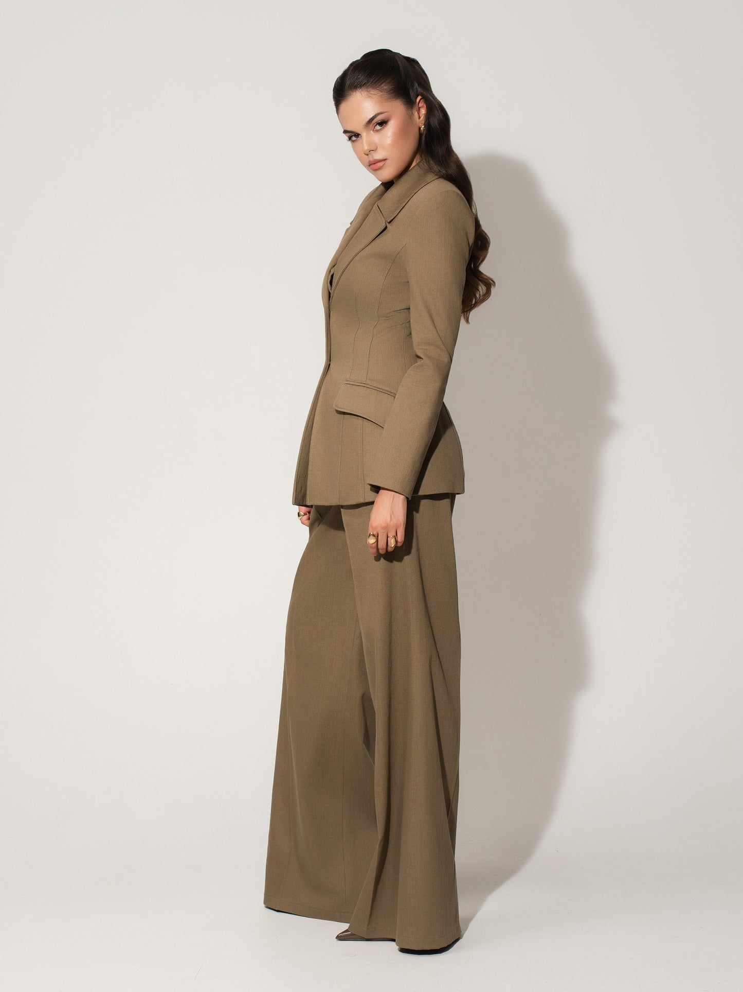 Single-Breasted Blazer in Linen - Green