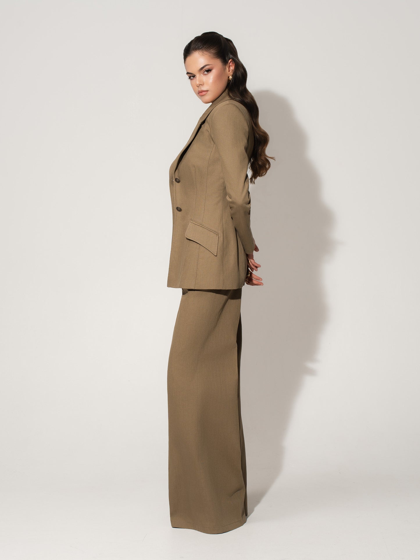 Single-Breasted Blazer in Linen - Green