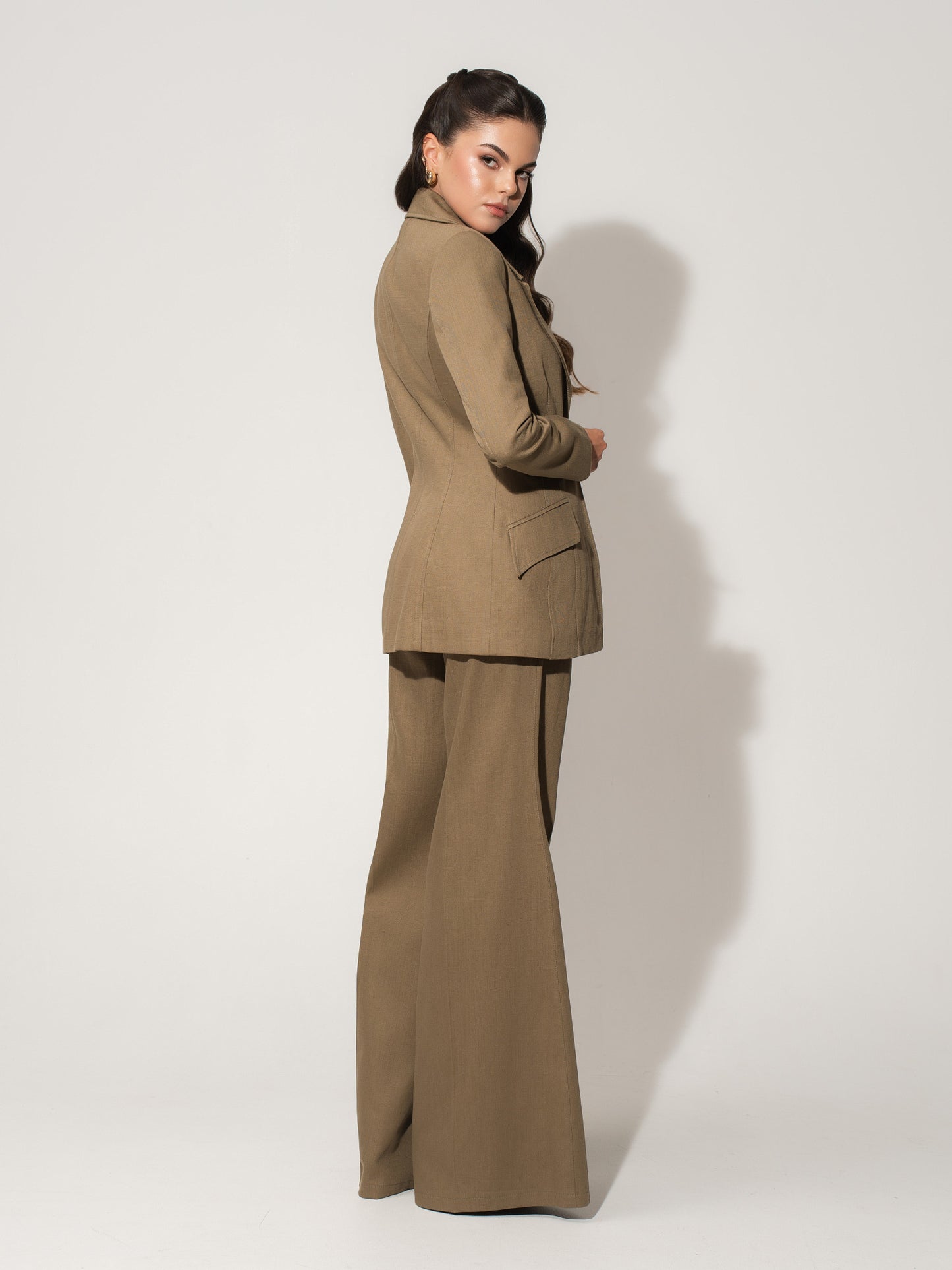 Single-Breasted Blazer in Linen - Green