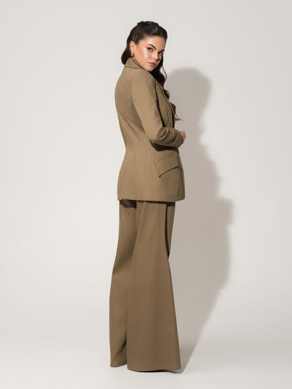 Single-Breasted Blazer in Linen - Green