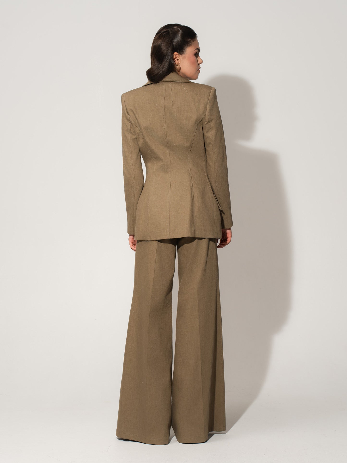Single-Breasted Blazer in Linen - Green