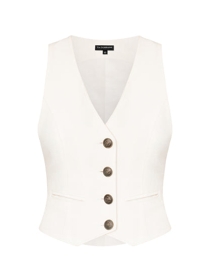 Single-Breasted Suiting Vest in Linen