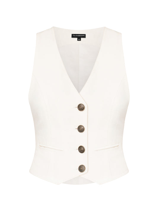 Single-Breasted Suiting Vest in Linen