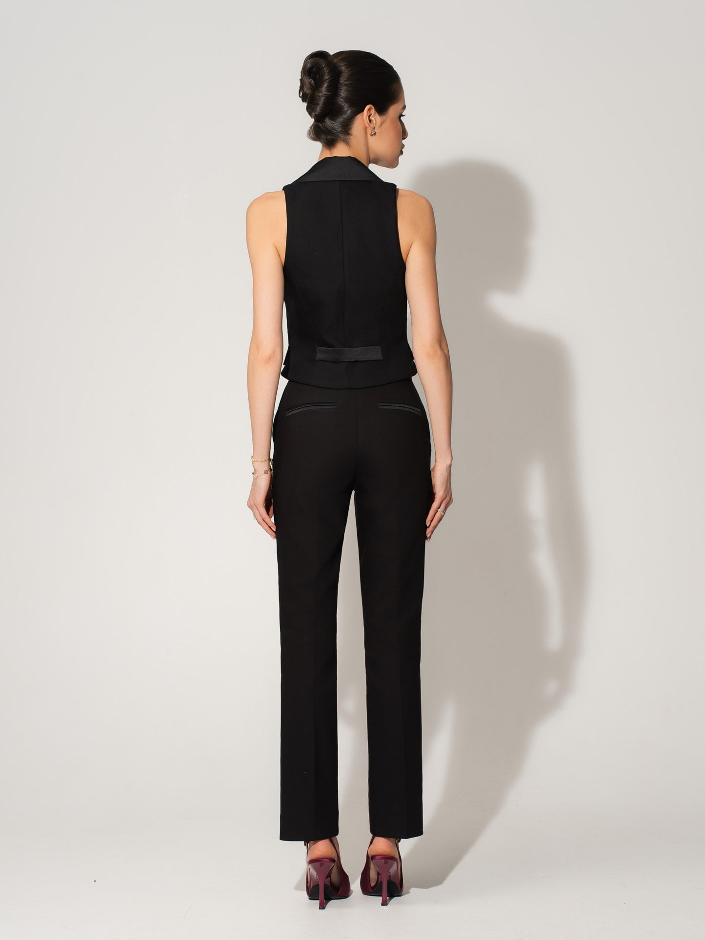 Single-Breasted Waistcoat & Tailored Trousers Set - Black