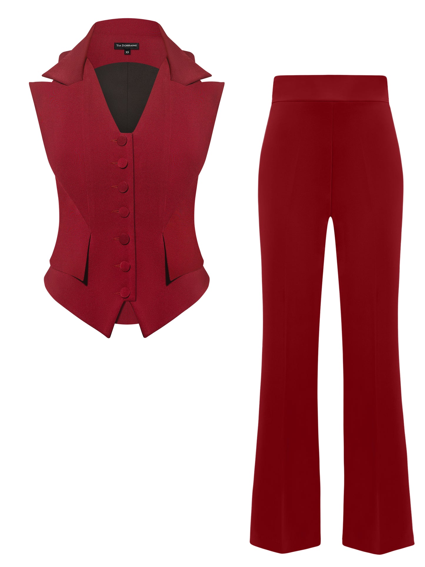Single-Breasted Waistcoat & Trousers Set - Burgundy