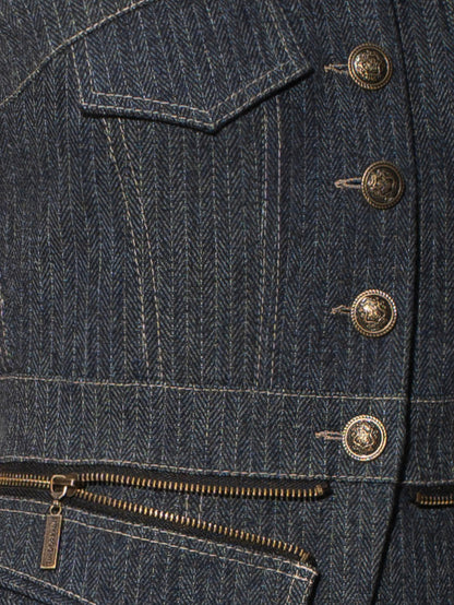Sleeveless Denim Top Vest - Blue
