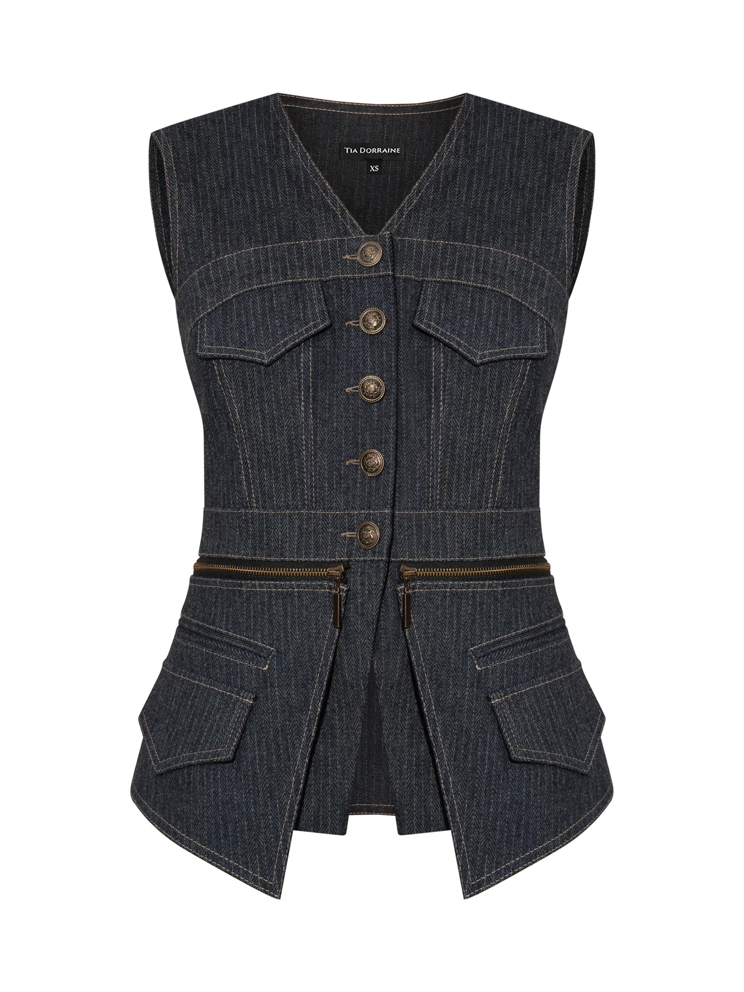Sleeveless Denim Top Vest - Blue