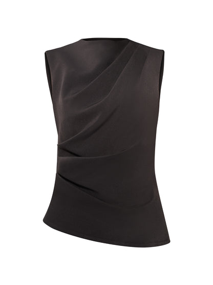 Sleeveless Pleated Top - Grey