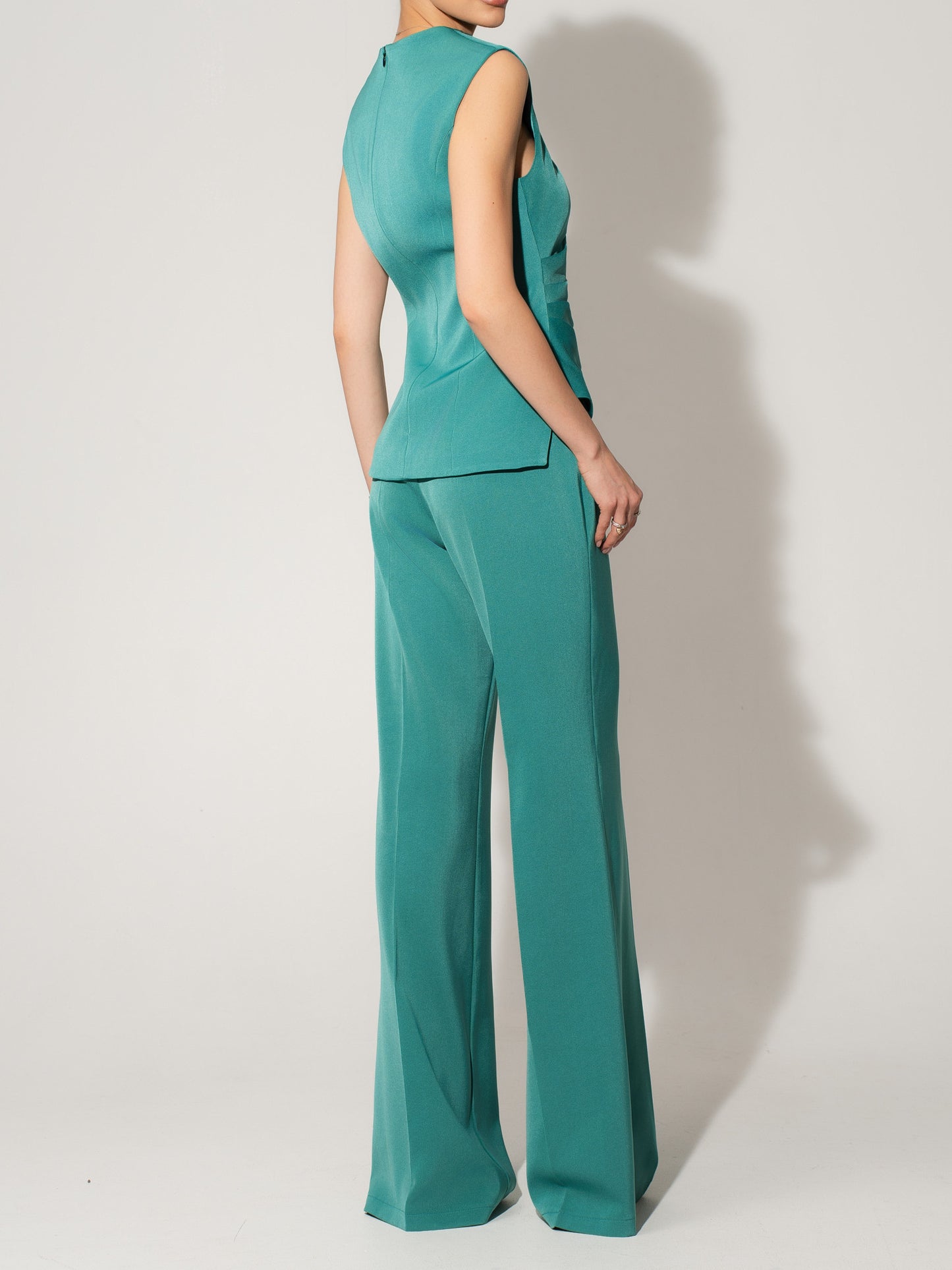 Sleeveless Pleated Top - Turquoise