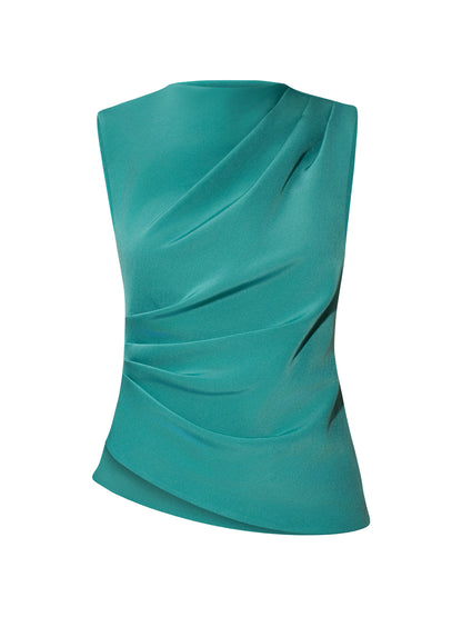 Sleeveless Pleated Top - Turquoise