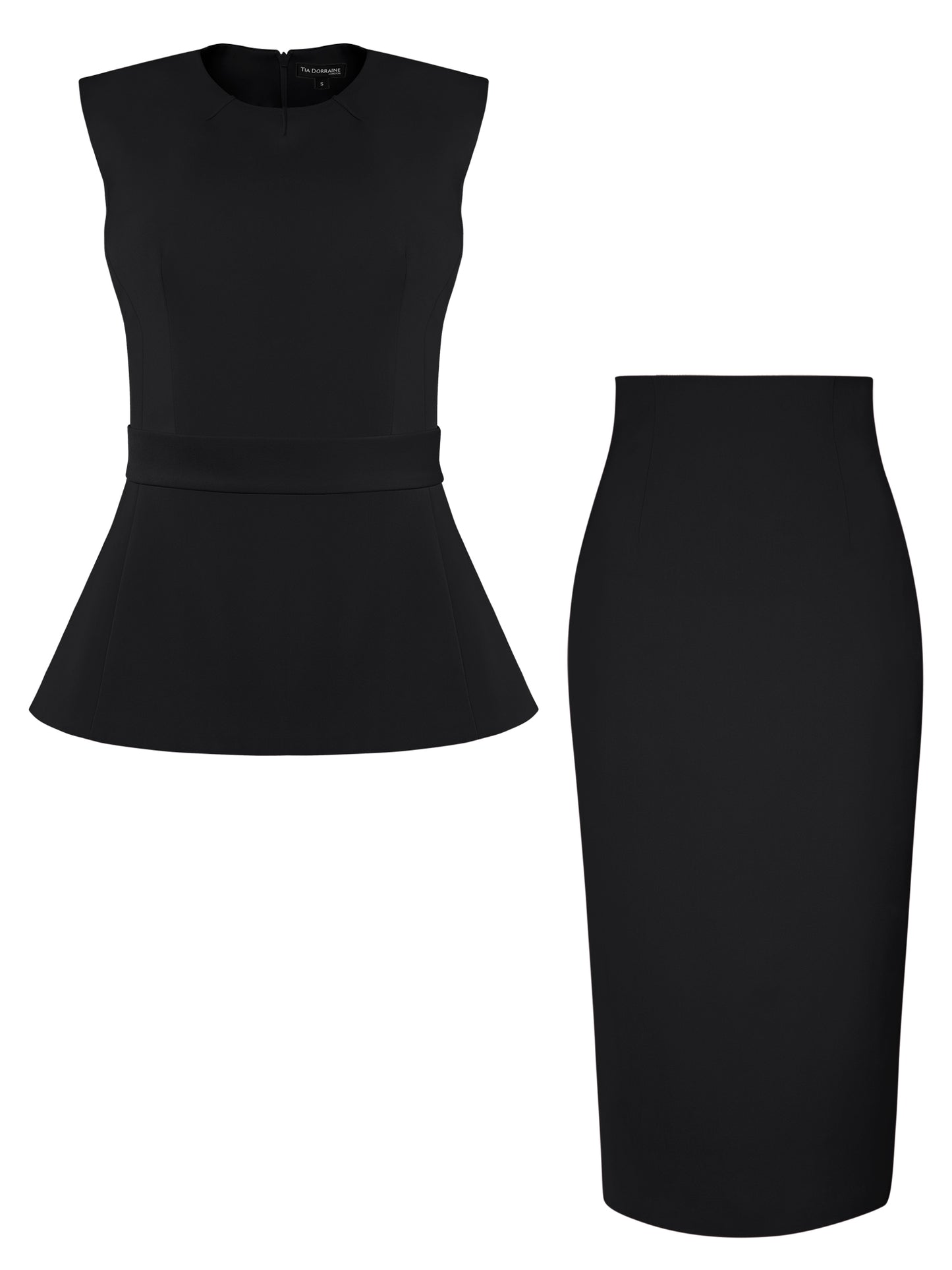 Sleeveless Top & Pencil Midi Skirt Set - Black