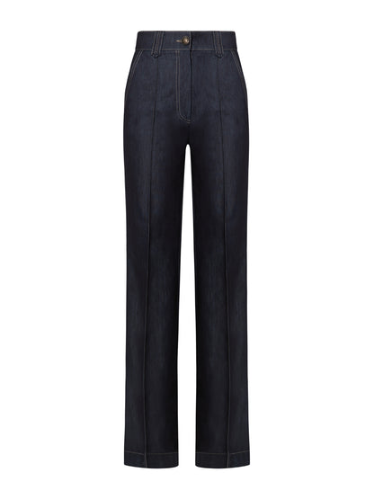 Straight-Leg Denim Trousers - Dark Blue