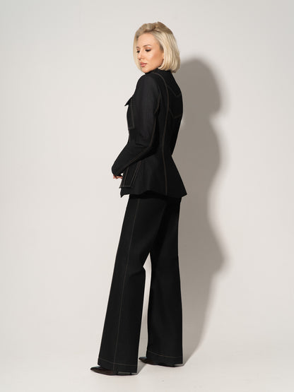 Straight-Leg Denim Trousers - Black