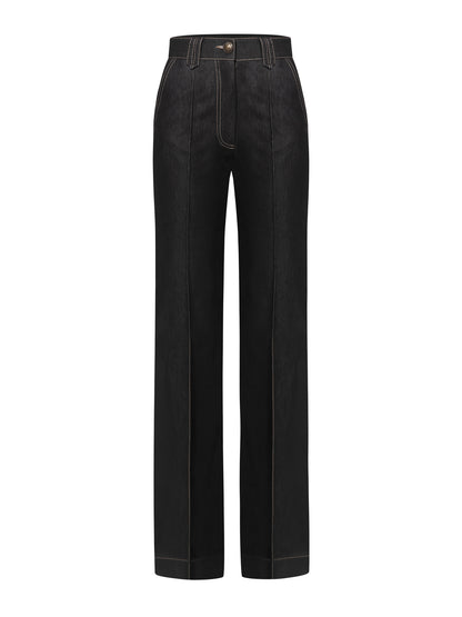 Straight-Leg Denim Trousers - Black