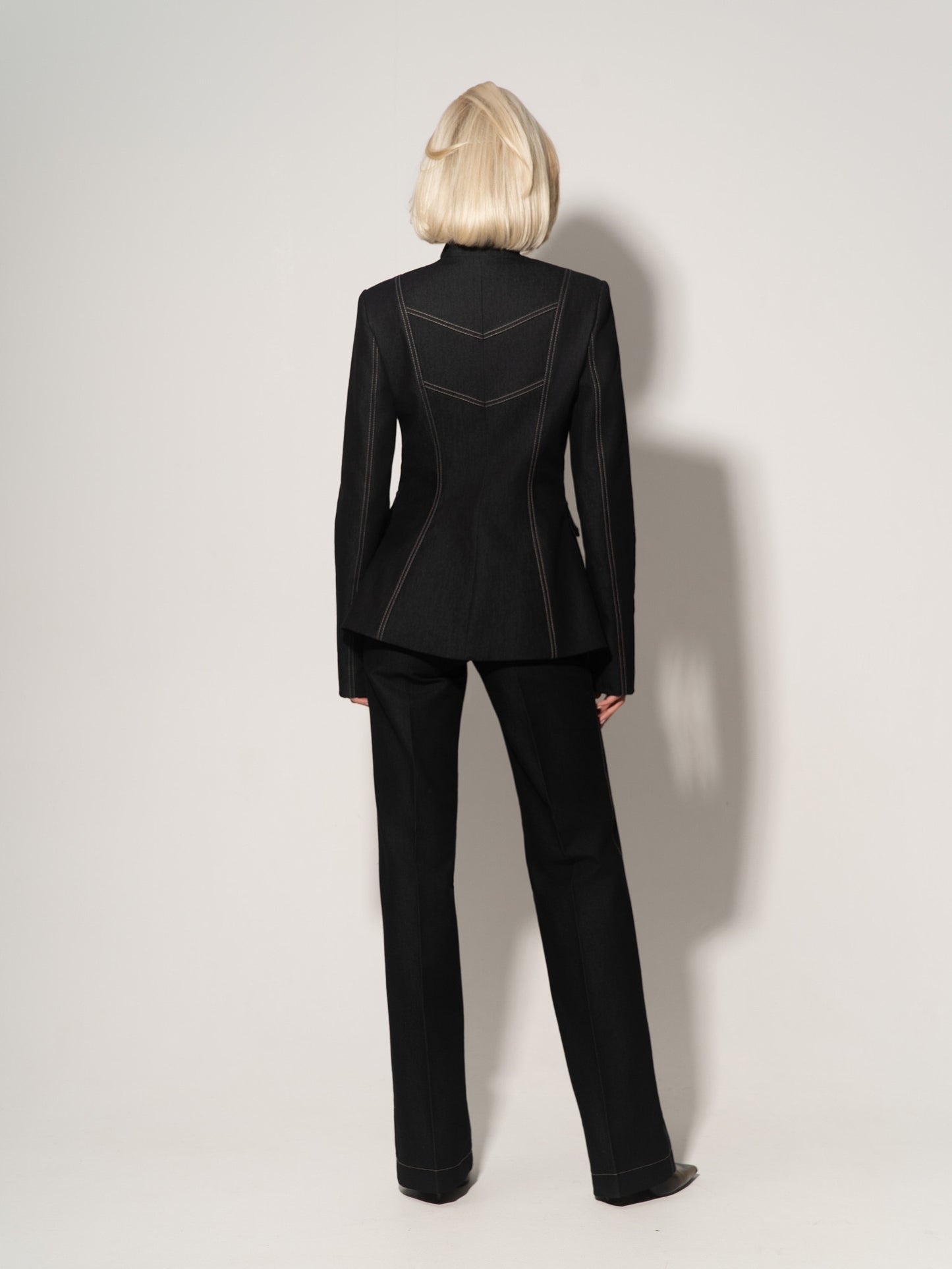 Straight-Leg Denim Trousers - Black