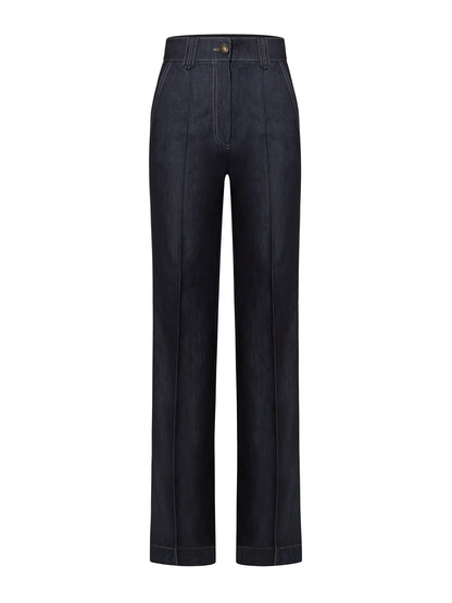 Straight-Leg Denim Trousers - Dark Blue
