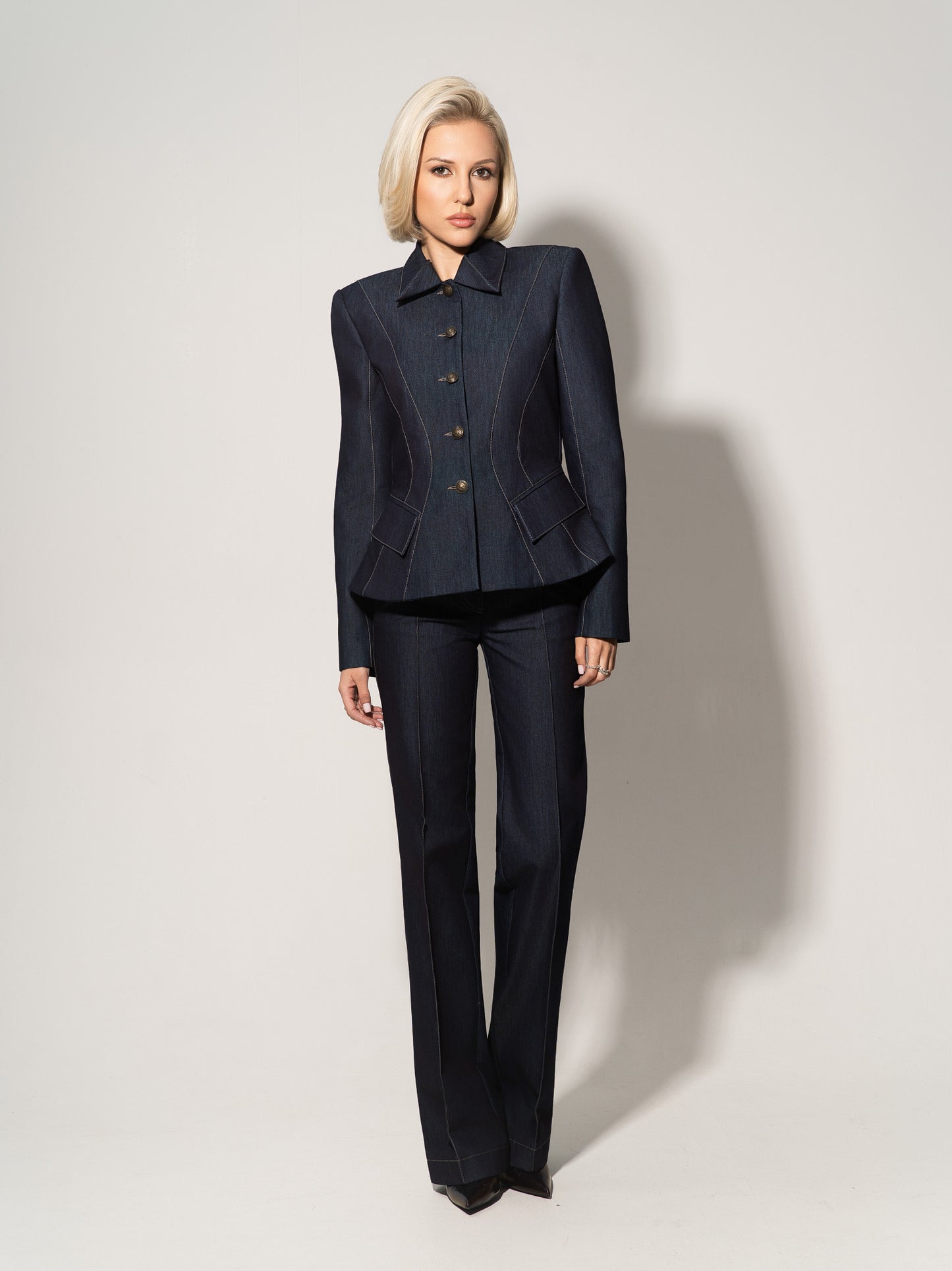 Straight-Leg Denim Trousers - Dark Blue