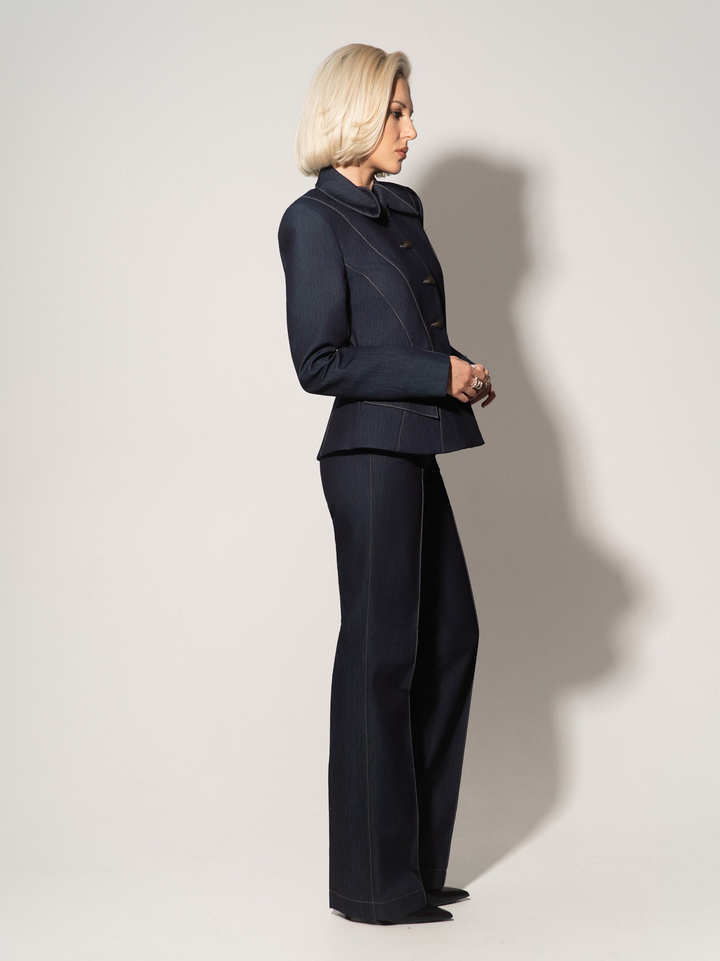 Straight-Leg Denim Trousers - Dark Blue