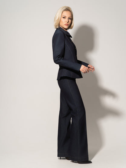 Straight-Leg Denim Trousers - Dark Blue