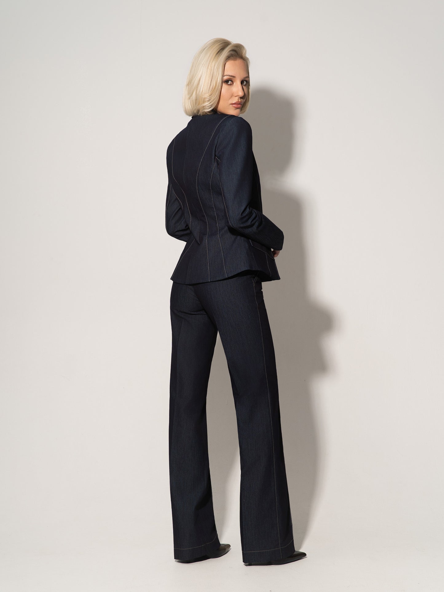 Straight-Leg Denim Trousers - Dark Blue