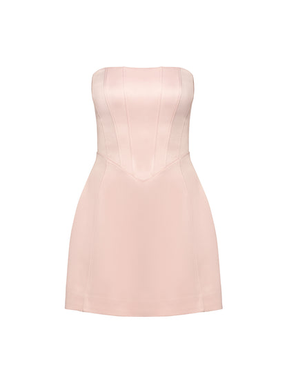 Strapless Satin Mini Dress
